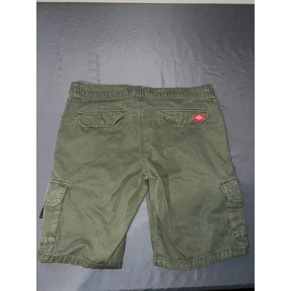 Dickies Mens Relaxed Fit Cargo Shorts Olive Green Cotton Twill FR327RGE Size 10